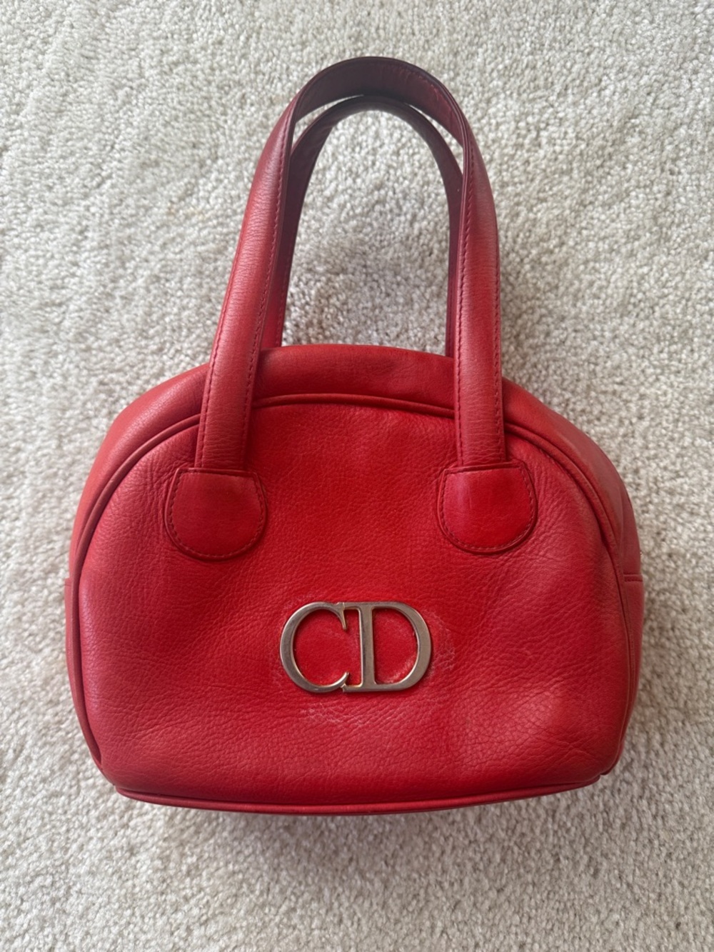 Dior Red Leather Mini Satchel with Silver CD Logo